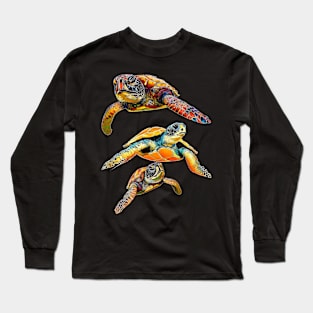 Beautiful Colorful Sea Turtles Long Sleeve T-Shirt